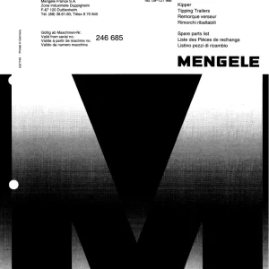 Mengele Medk 4000 6000 8000 Mzdk 8000 Parts Manual