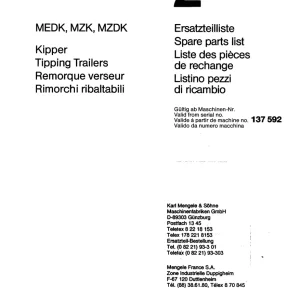 Mengele Medk Mzk Mzdk Parts Manual