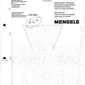 Mengele Mammut 6300 6800 7300 7800 Parts Manual