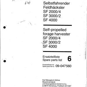 Mengele Sf 2000 4 3000 2 4000 2000 Parts Manual