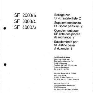 Mengele Sf 2000 6 3000 4 4000 3 2000 Parts Manual
