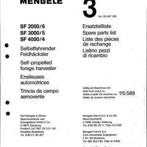 Mengele Sf 2000 6 3000 5 4000 4 2000 Parts Manual