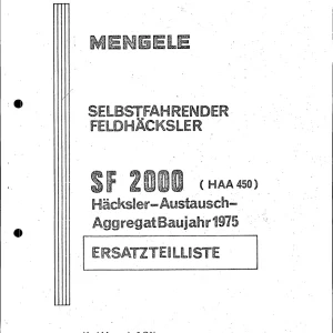 Mengele Sf 2000 2000 Parts Manual