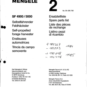 Mengele Sf 4900 5000 Parts Manual
