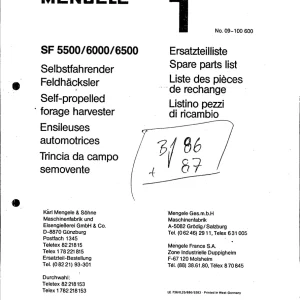 Mengele Sf 5500 6000 6500 Parts Manual