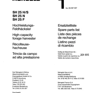 Mengele Sh25 1986 1986 Parts Manual