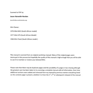 Mini Mk3 Gts Panel 1966 1976 1976 Service Manual