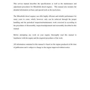 Mitsubishi Diesel Engines Service Manual