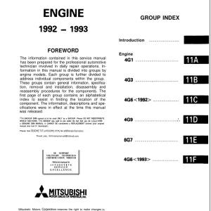 Mitsubishi 4G1 4G3 4G6 4G9 6G7 1992 1993 Service Manual