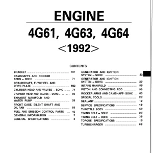 Mitsubishi 4G61 4663 4664 1992 Service Manual
