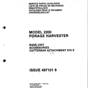 New Holland 2200 919S Parts Manual