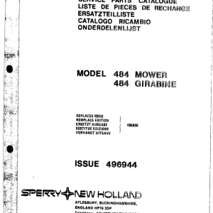 New Holland 484 Mower Girabine Parts Manual