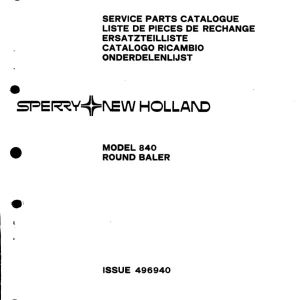 New Holland 840 Parts Manual