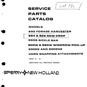 New Holland 900W 880W Parts Manual