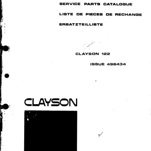 New Holland Clayson 122 Parts Manual