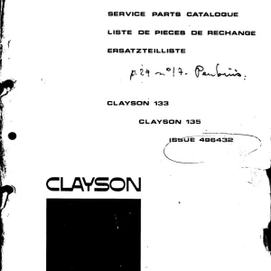 New Holland Clayson 133 Parts Manual