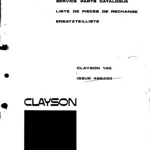 New Holland Clayson 140 Parts Manual