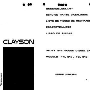 New Holland Clayson Deutz 912 F4L F6L 912 Parts Manual