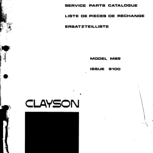 New Holland Clayson M89 Parts Manual