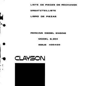 New Holland Clayson Perking 6.354 Parts Manual