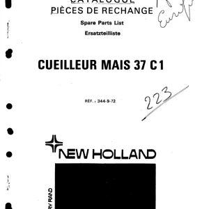 New Holland Cueilleur Mais 37 C1 Parts Manual
