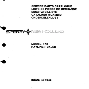 New Holland Hayliner 370 Parts Manual