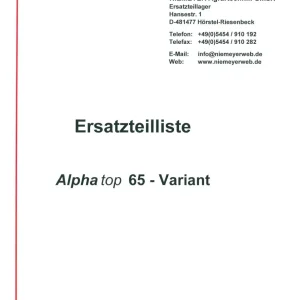Niemeyer Alphatop 65 Parts Manual