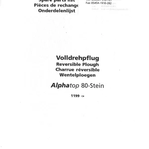 Niemeyer Alphatop 80 Stein 2000 Parts Manual