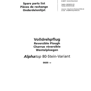 Niemeyer Alphatop 80 Stein 2000 Parts Manual