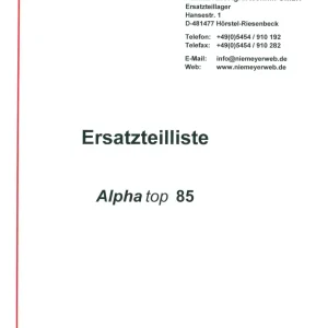 Niemeyer Alphatop 85 Parts Manual