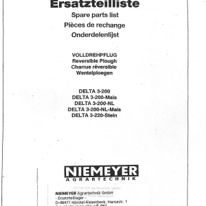Niemeyer Delta 3 200 220 1987 Parts Manual