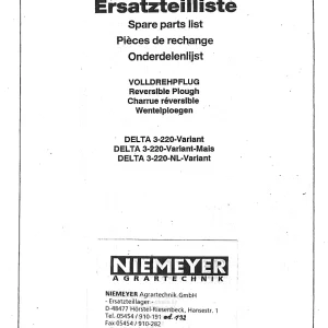 Niemeyer Delta 3 220 1988 Parts Manual