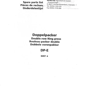 Niemeyer Doppelpacker Dp E 2000 Parts Manual