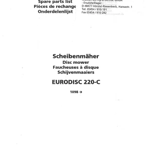 Niemeyer Eurodisc 220 C 2001 Parts Manual
