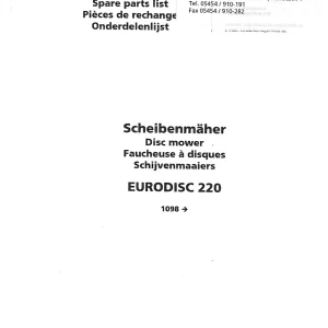 Niemeyer Eurodisc 220 2001 Parts Manual