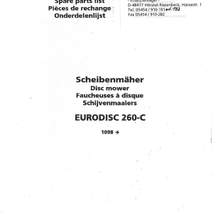 Niemeyer Eurodisc 260 C 2001 Parts Manual