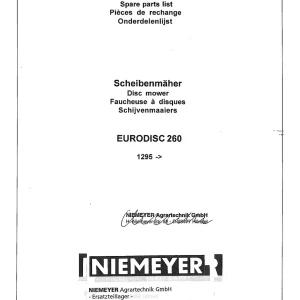 Niemeyer Eurodisc 260 1996 Parts Manual