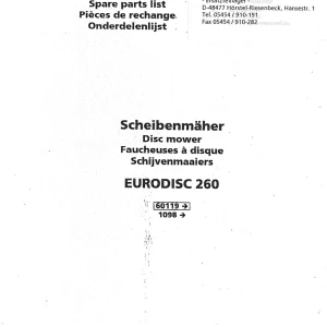 Niemeyer Eurodisc 260 2001 Parts Manual