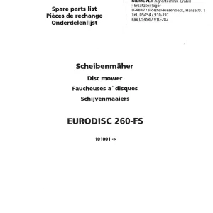 Niemeyer Eurodisc 260Fs Nr101001 Parts Manual