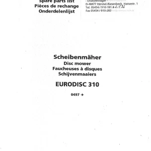 Niemeyer Eurodisc 310 2001 Parts Manual