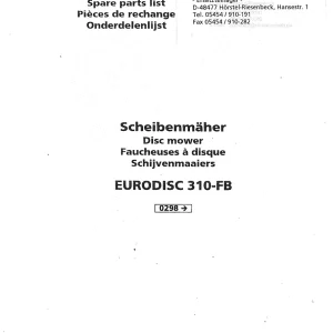 Niemeyer Eurodisc 310Fb 0298 Version2 Parts Manual