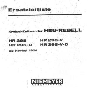 Niemeyer Hr295 295D Parts Manual