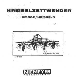 Niemeyer Hr362 362D 1980 Parts Manual