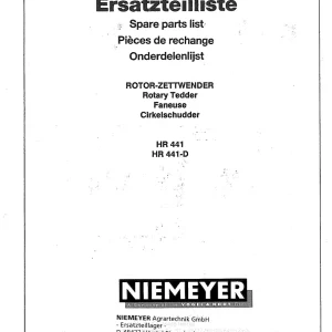 Niemeyer Hr441 441D 1988 Parts Manual