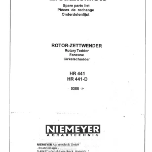 Niemeyer Hr441 441D 1996 Parts Manual