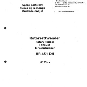 Niemeyer Hr451Dh 2000 Parts Manual