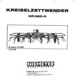 Niemeyer Hr460 Ii 1979 Parts Manual