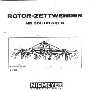 Niemeyer Hr501 501D 1982 Parts Manual