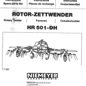 Niemeyer Hr501Dh 1985 Parts Manual