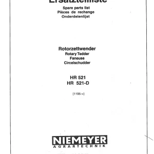 Niemeyer Hr521 521D 1995 Parts Manual